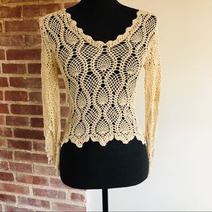 The Limited Hand Knit Top w/Beads Sz xs/s